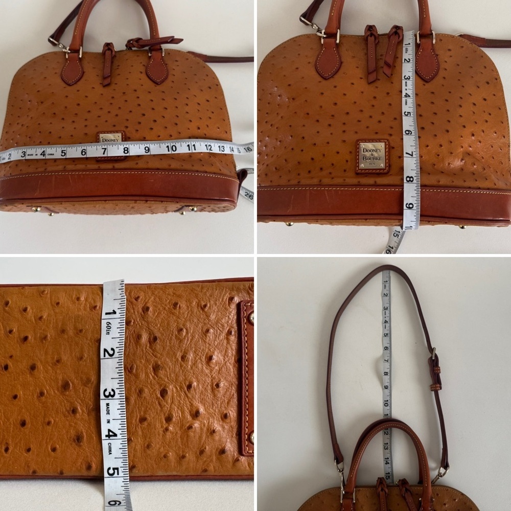 Dooney & Bourke Ostrich Zip Zip Satchel Bag Shoulder Crossbody Leather Old Money - Picture 15 of 16